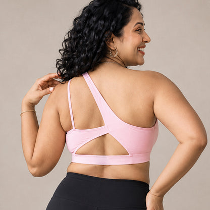 AURA ONE SHOULDER SPORTS BRA - Pink