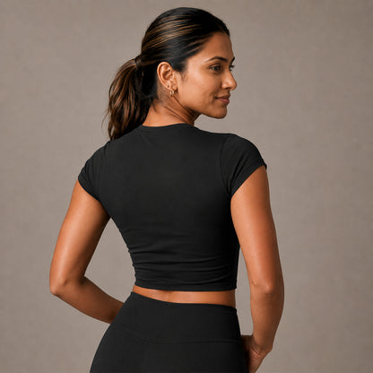 CORE CROP TEE - Black