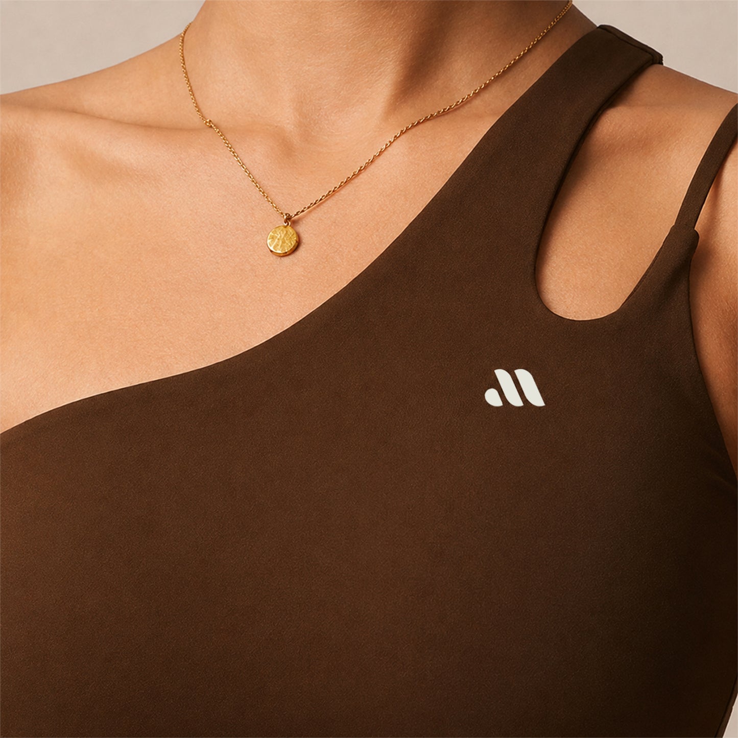 AURA ONE SHOULDER SPORTS BRA - Brown