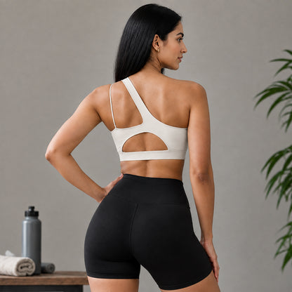 AURA ONE SHOULDER SPORTS BRA - Apricot